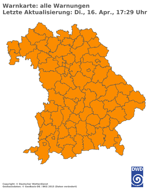 Aktuelle Wetterwarnungen für  Dingolfing-Landau